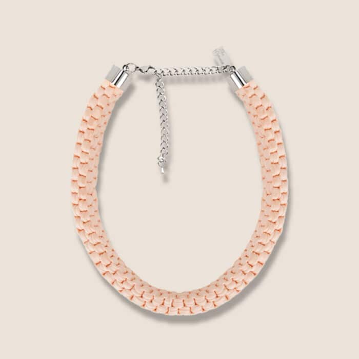 braided necklace pink