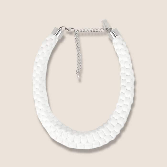 handmade braided necklace white